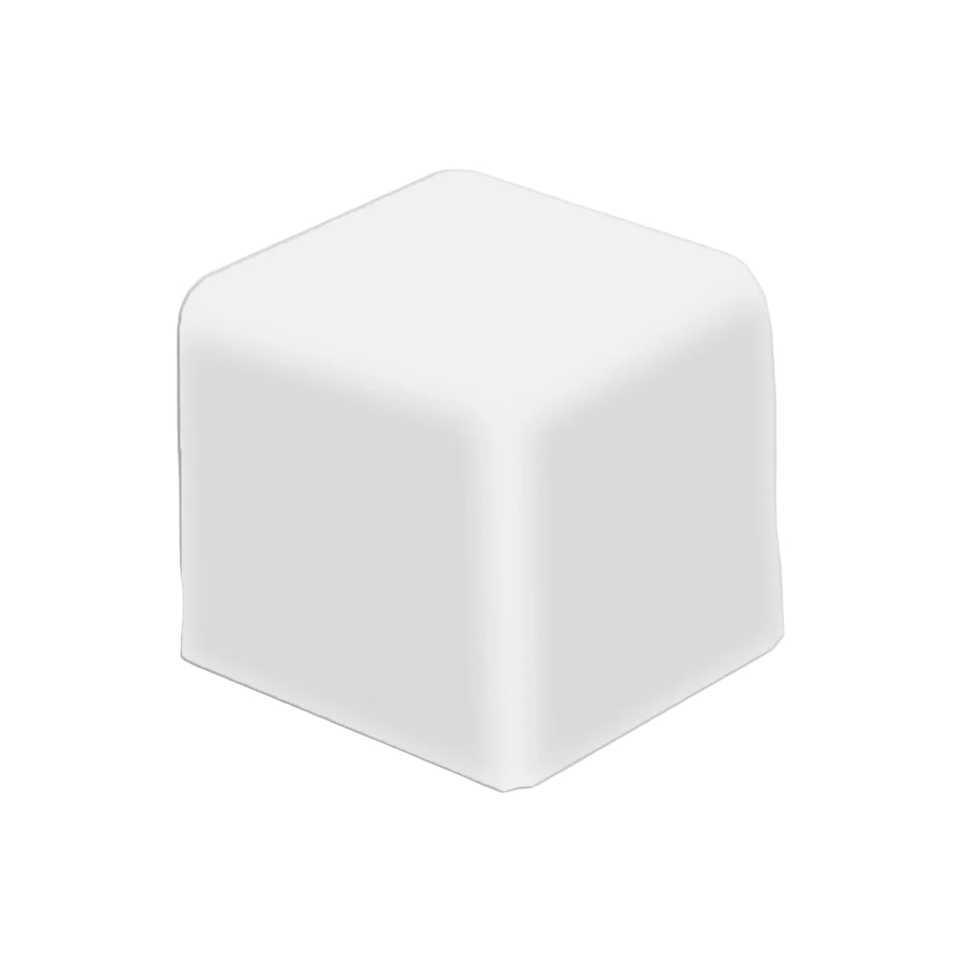 White V Cap Corner Solid Tile Trim by Clay Imports with rounded edges, shown at an angle.