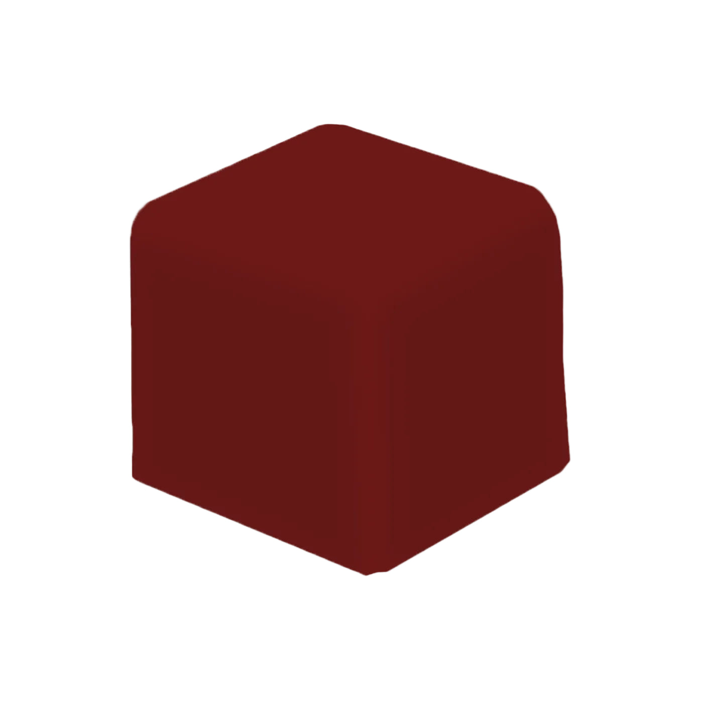 Oxblood Solid Tile Trim Corner by Clay Imports, cube-shaped with rounded top edges.