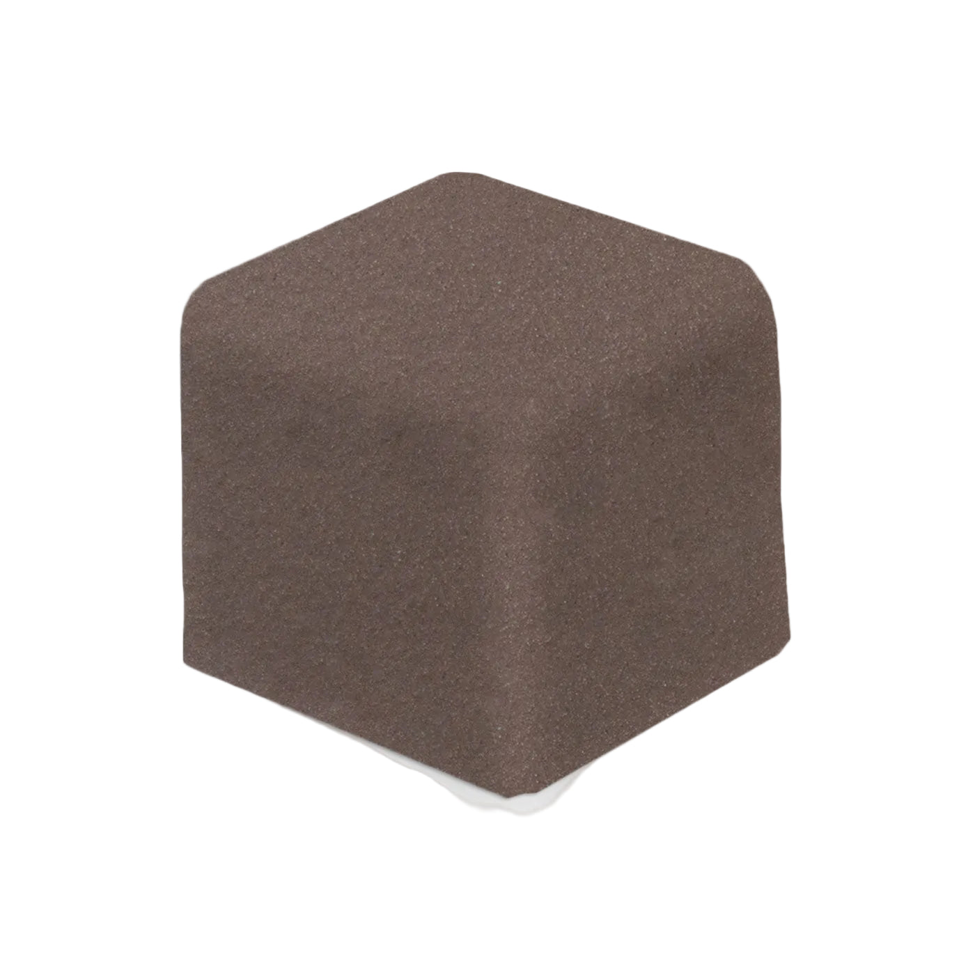 Brown textured V Cap Corner Boot by Clay Imports tile trim with rounded edges.