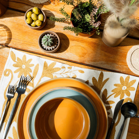 Living Tradition: Handmade Otomí Embroidered Placemats at Clay Imports