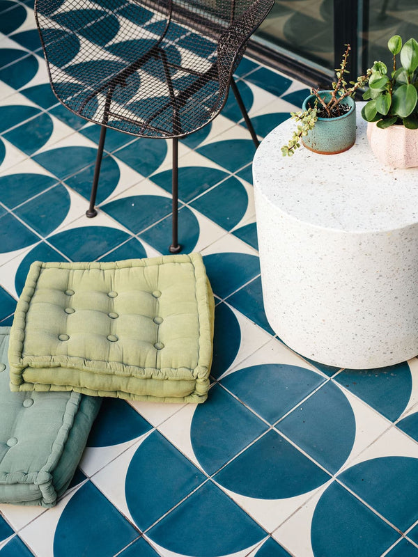 Patterned Floor Tiles: Jen Pinkston's Patio Reveal