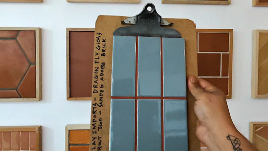 Blue gloss subway tile.