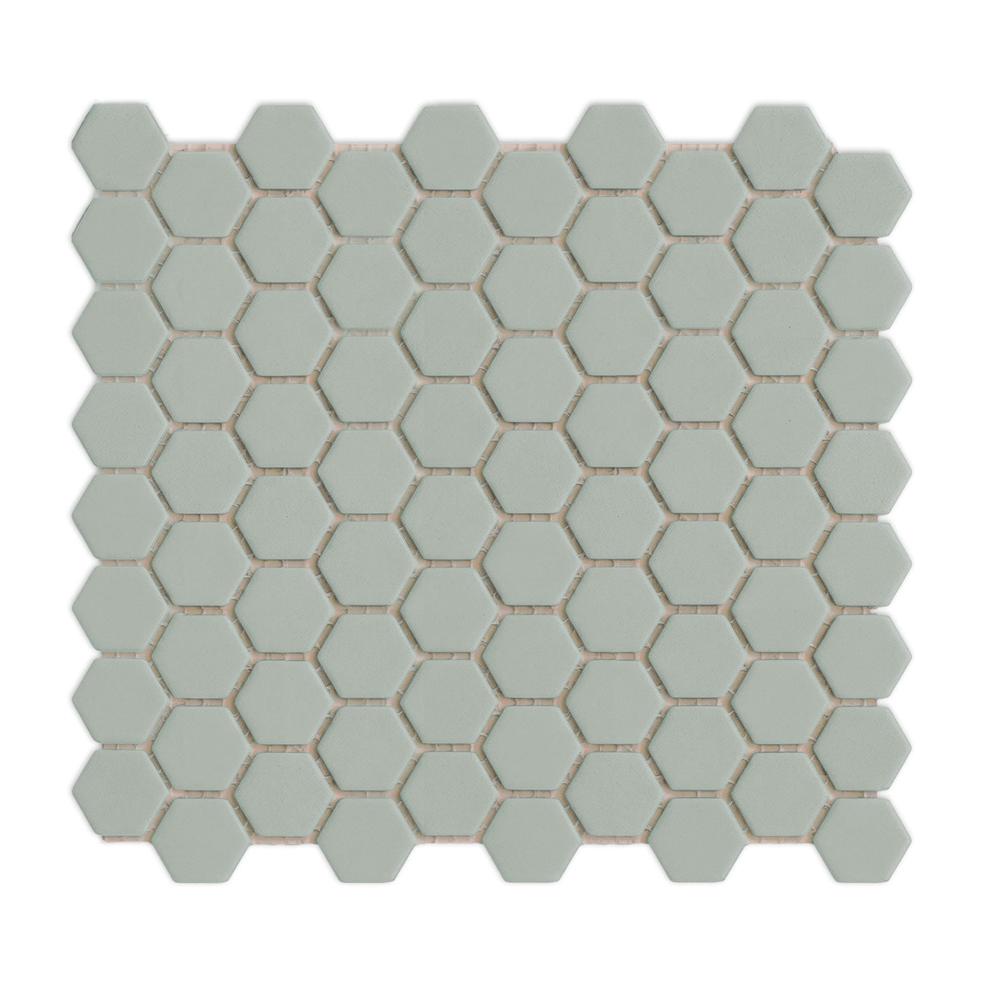 Agave hexagon clay tiles by Clay Imports, arranged in a mesh pattern with subtle shadows.
