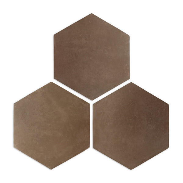 Pressed Terracotta Brown Hexagon 12"