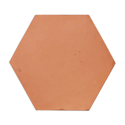 Pressed terracotta red hexagon tile by Clay Imports with a matte, naturally textured surface.