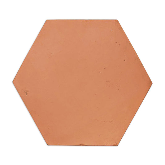 Pressed terracotta red hexagon tile by Clay Imports with a matte, naturally textured surface.