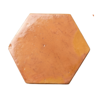 Terracotta hexagon tile by Clay Imports with a slightly glossy finish and natural surface imperfections.