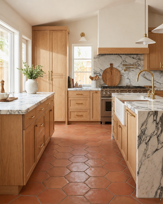 Pressed Terracotta Red Hexagon 12