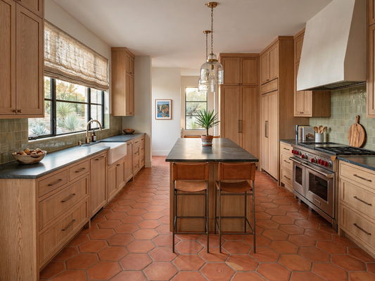 Pressed Terracotta Red Hexagon 12