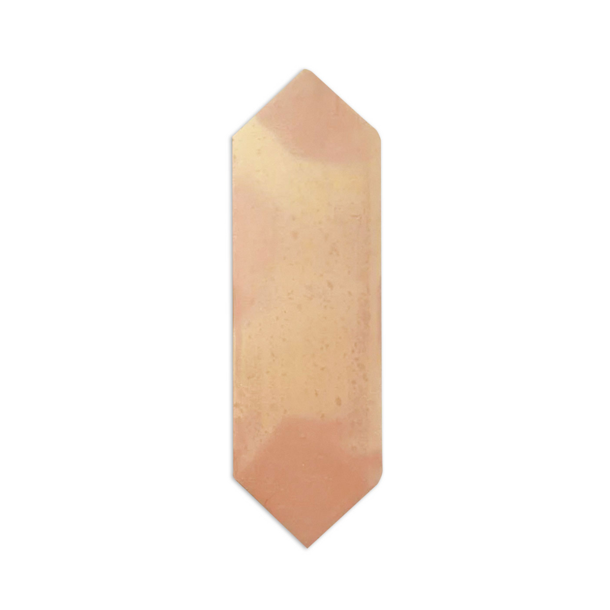Picket Smooth Matte tile sample from Clay Imports in variegated peach and beige tones.