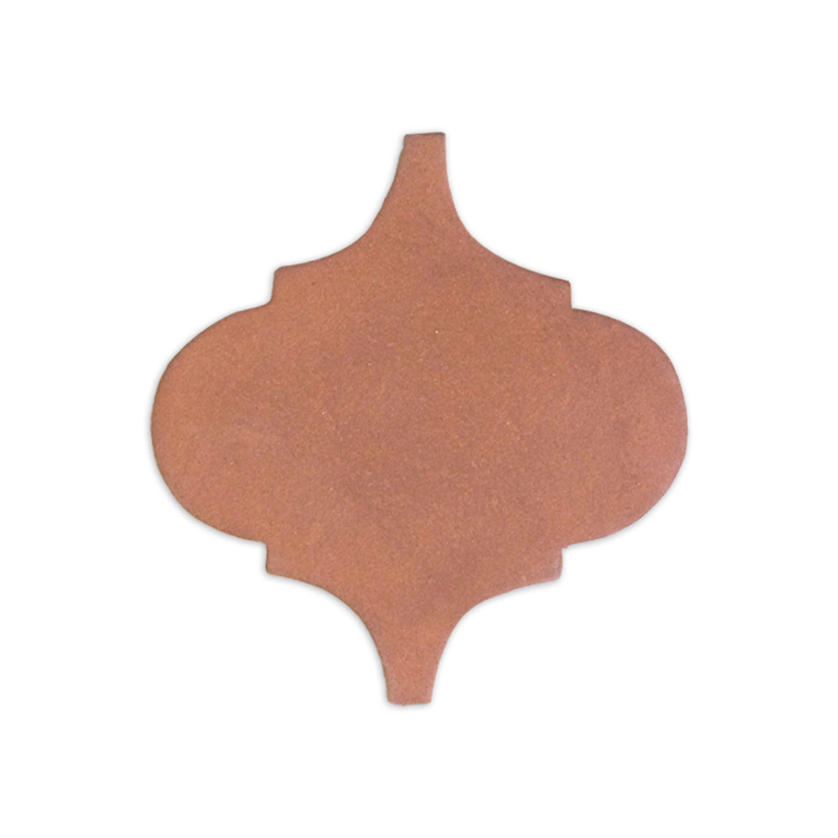 Umber Cotto Fleur-shaped tile by Clay Imports, reddish-brown with a matte, textured surface.
