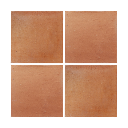 Four square terracotta paver tiles by Clay Imports with a rustic, matte finish, separated by white gaps.