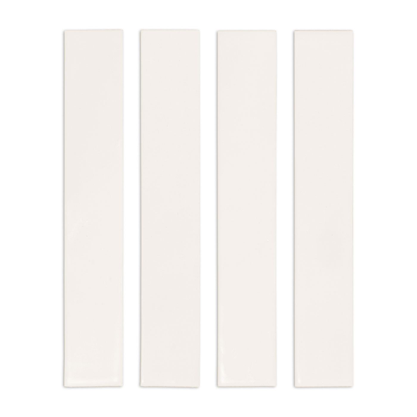Off-white glossy rectangular tile by Clay Imports, showing four individual pieces arranged vertically.