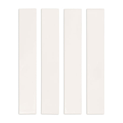 Off-white glossy rectangular tile by Clay Imports, showing four individual pieces arranged vertically.