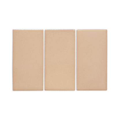 Three rectangular apricot clay tiles by Clay Imports, untextured and arranged vertically.