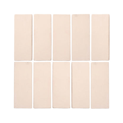 Matte light beige rectangular ceramic tiles by Clay Imports, arranged in two rows of five on a white background.