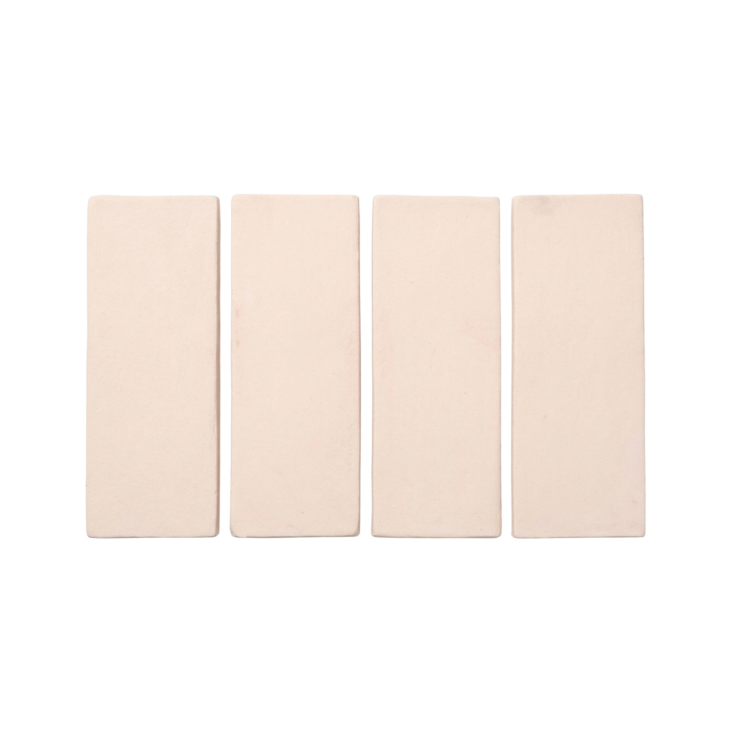 Four Horizon Series Straw Hat Matte 2x6 tiles by Clay Imports, in pale cream with a subtle matte texture, arranged side-by-side.