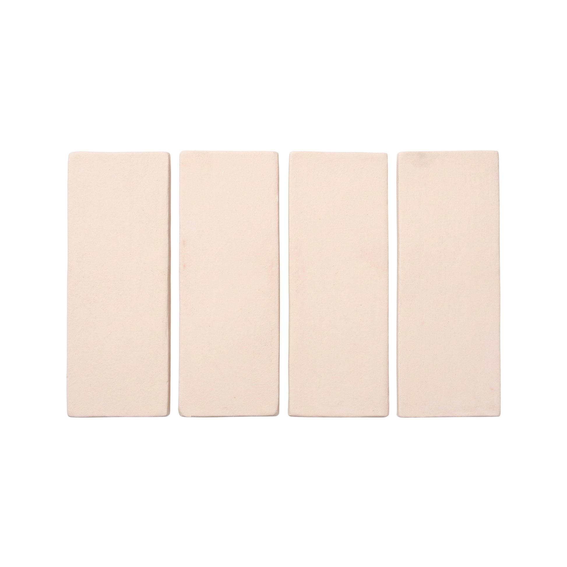 Four Horizon Series Straw Hat Matte 2x6 tiles by Clay Imports, in pale cream with a subtle matte texture, arranged side-by-side.