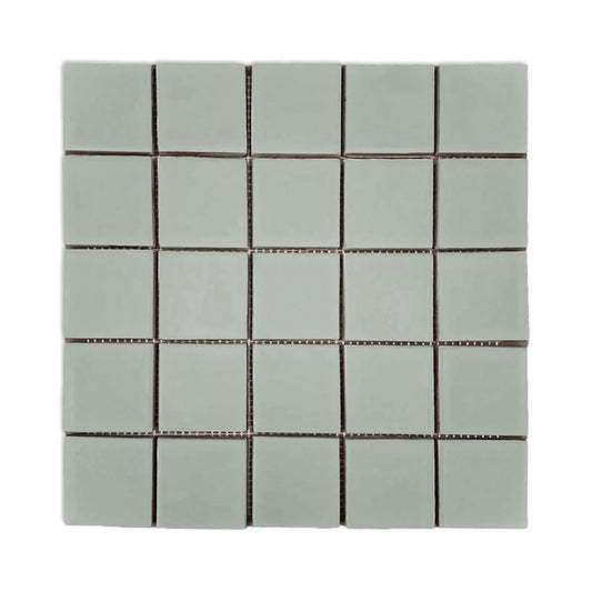 Agave Meshed 2x2 clay tiles from Clay Imports in a uniform grid with light grout lines.