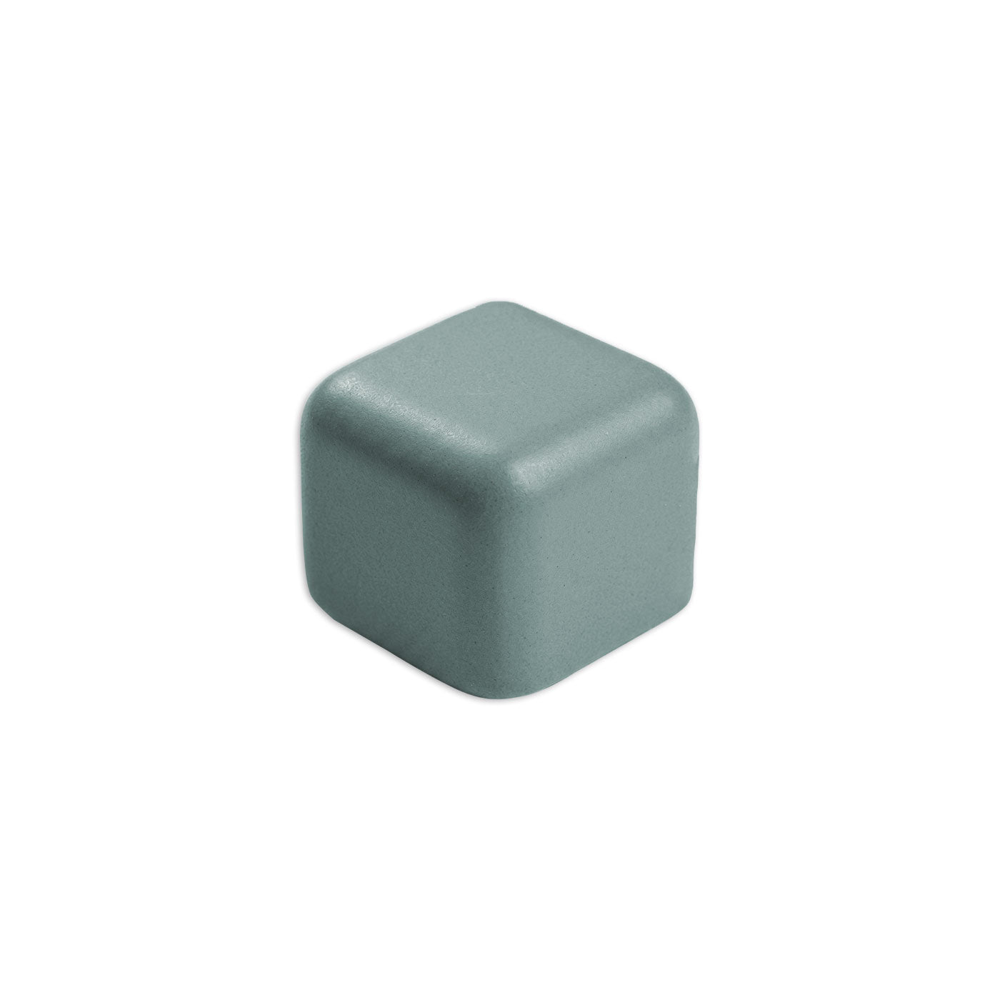 Ash green tile trim corner by Clay Imports with a rounded cube shape.