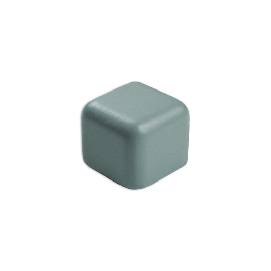 Ash green tile trim corner by Clay Imports with a rounded cube shape.