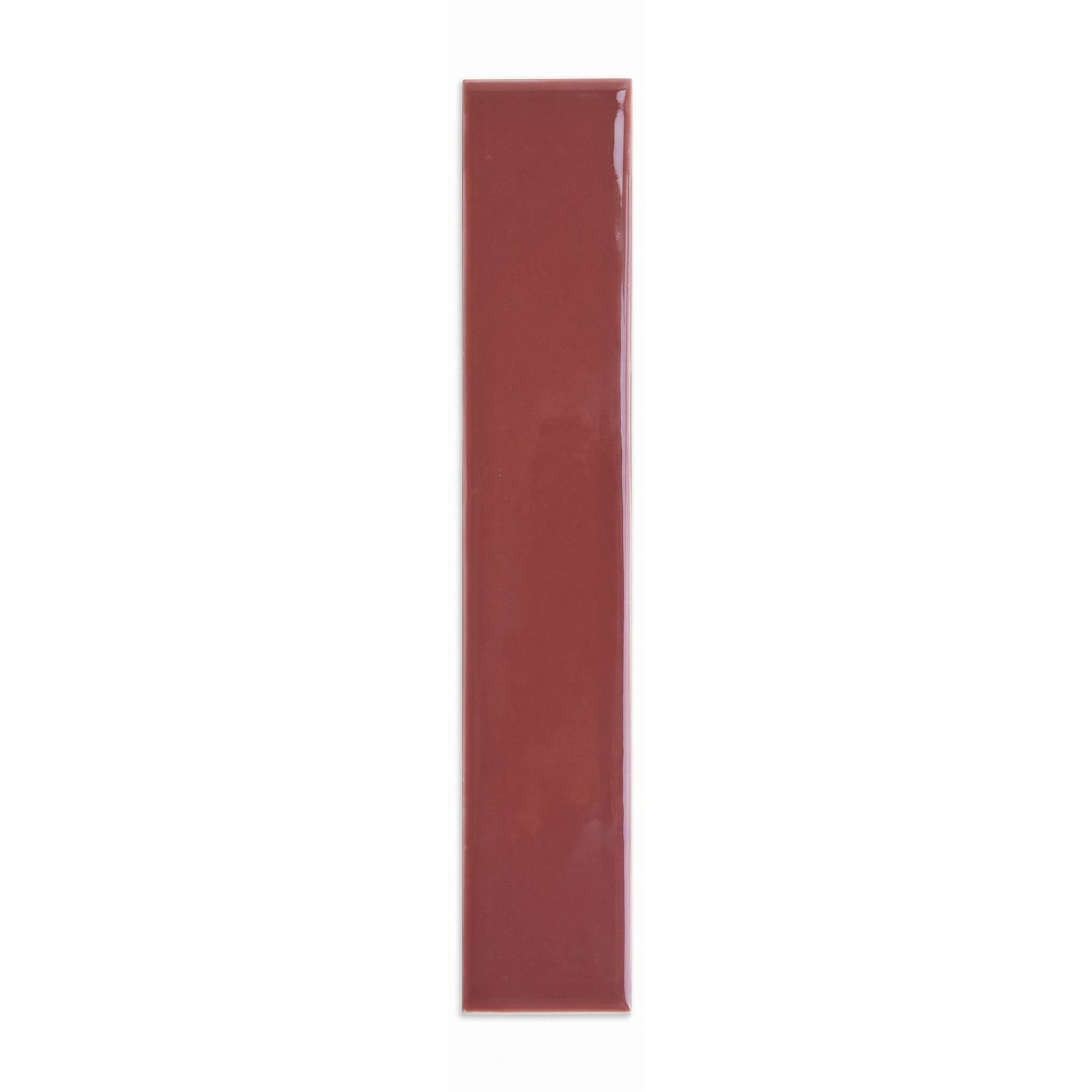 Burgundy Gloss 2x12 tile sample by Clay Imports, vertically oriented on a white background.