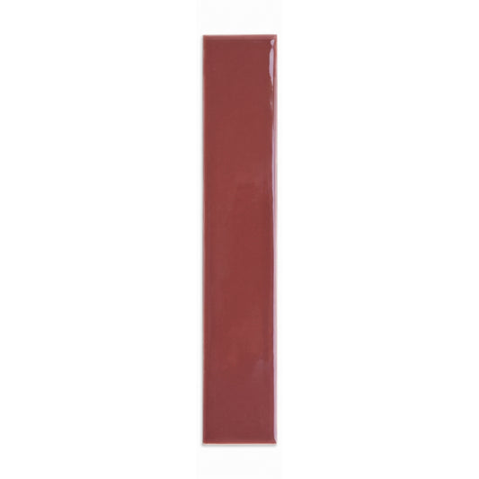 Burgundy Gloss 2x12 tile sample by Clay Imports, vertically oriented on a white background.