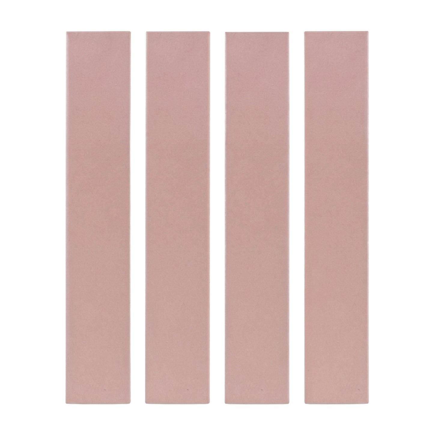 Four vertical rosewater matte solid tiles by Clay Imports, arranged with subtle texture.