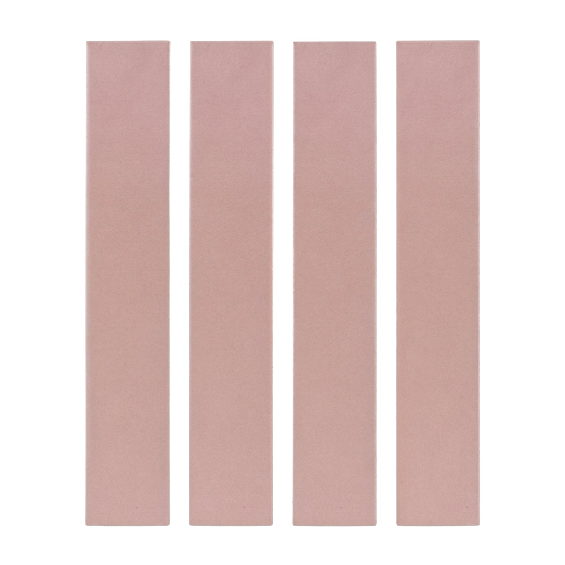 Four vertical rosewater matte solid tiles by Clay Imports, arranged with subtle texture.