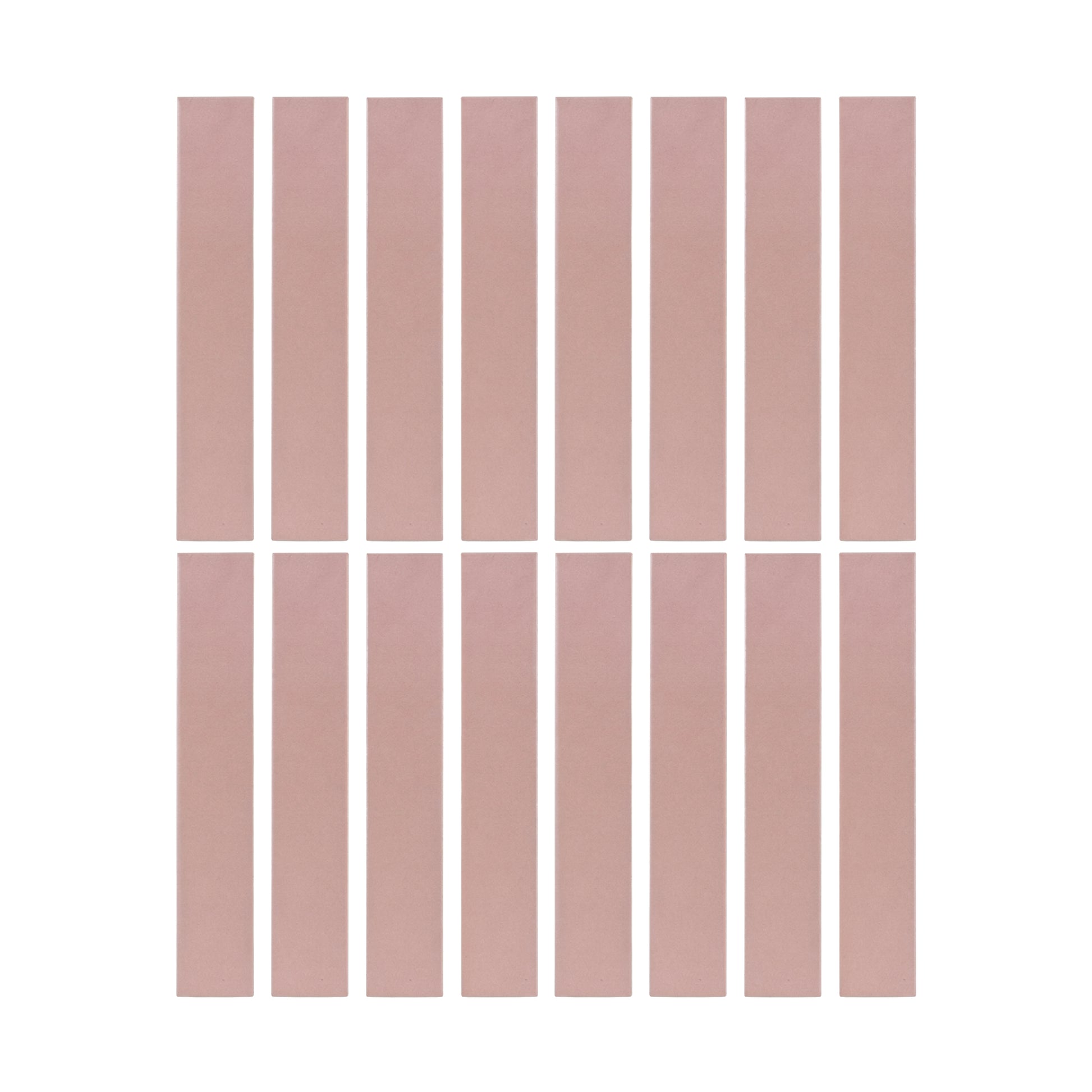 Rosewater Matte Solid Tile from Clay Imports, featuring a rectangular shape and subtle texture, arranged in a grid of 16 pieces.