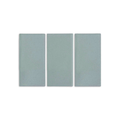 Three sage green rectangular clay tiles by Clay Imports, with a matte, slightly textured finish.