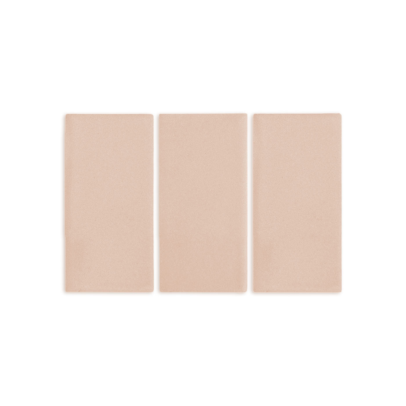 Three light brown textured rectangular clay tiles by Clay Imports, arranged side-by-side.