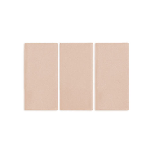 Three light brown textured rectangular clay tiles by Clay Imports, arranged side-by-side.