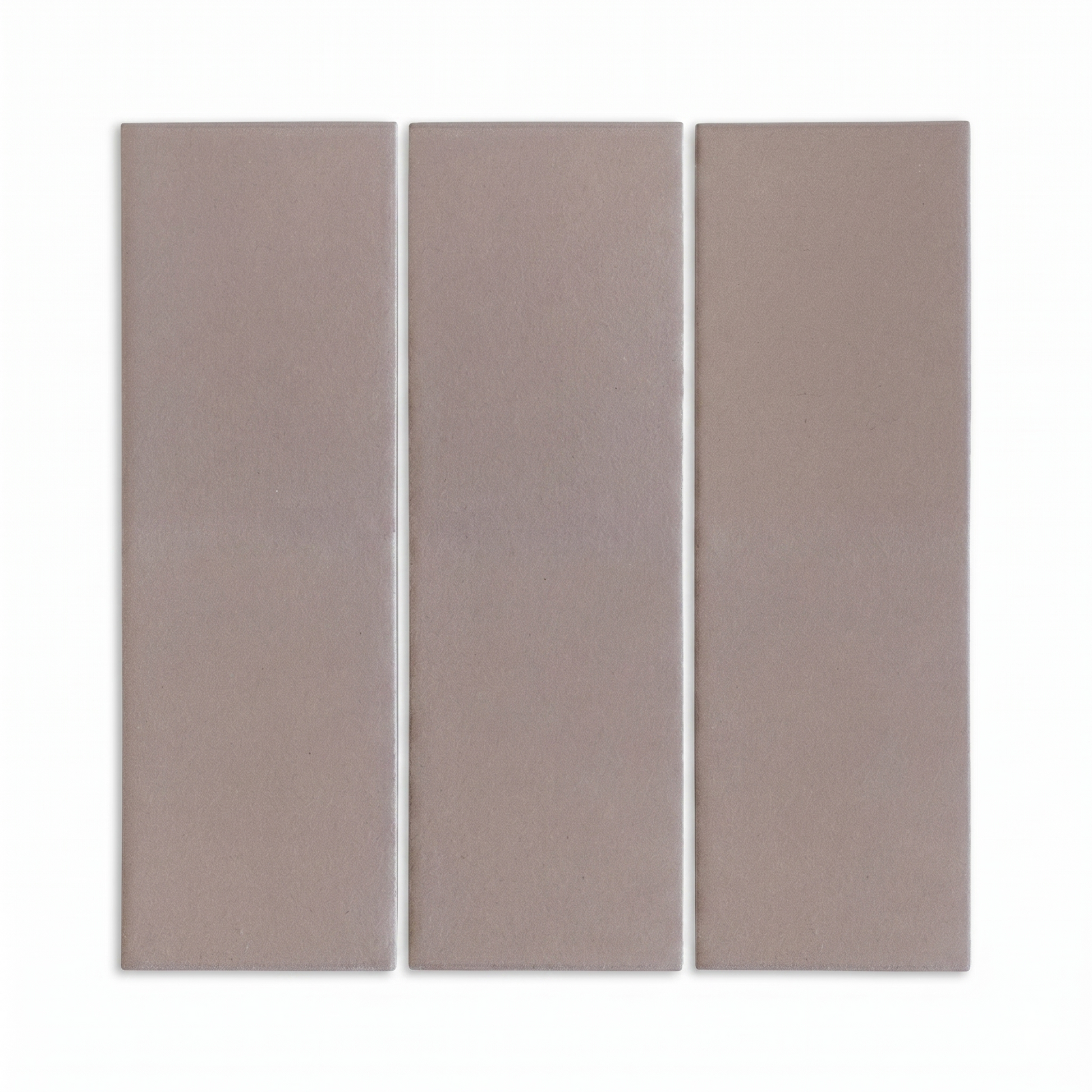 Three vertical brown clay tiles by Clay Imports, rectangular with a matte finish on a white background.