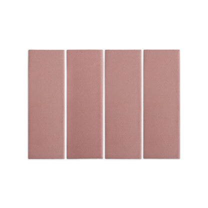 Four Pink Granite rectangular clay tiles by Clay Imports, arranged vertically with a subtle, matte texture.