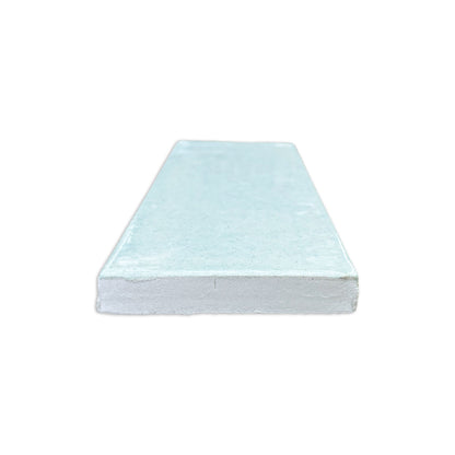 Light blue rectangular clay block with crackle texture, front view, Shop Shape Clay product