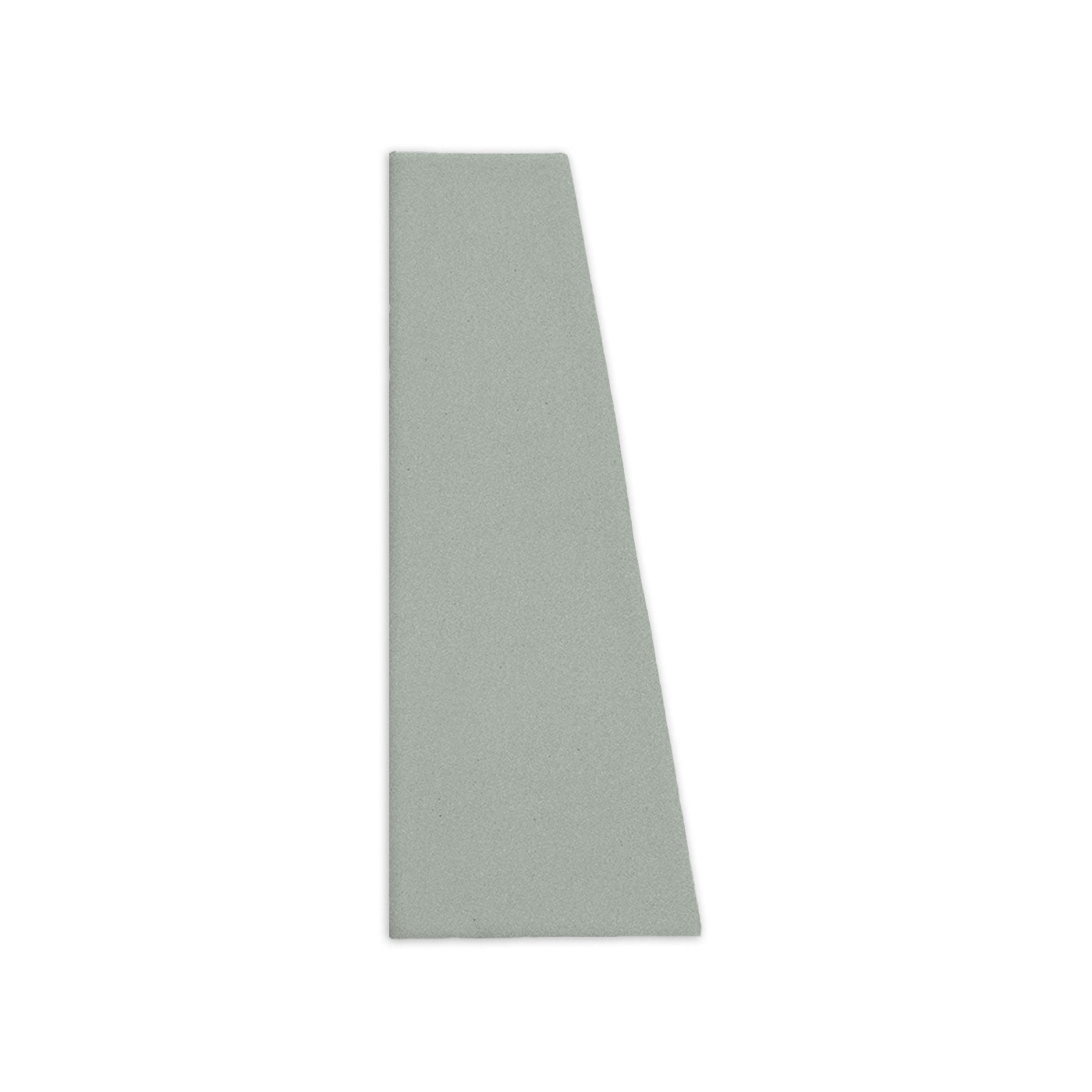 Trumpet Agave shape clay tile, light sage green, by Clay Imports, with a granular texture and trapezoidal form.