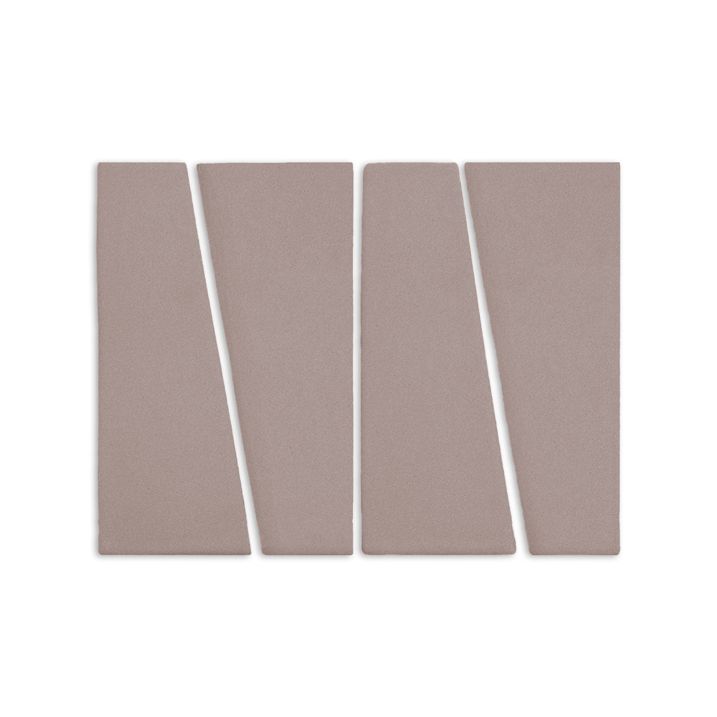 Brown Trumpet Boot clay tile by Clay Imports, a set of four matte trapezoidal pieces with angled edges, forming a pattern.