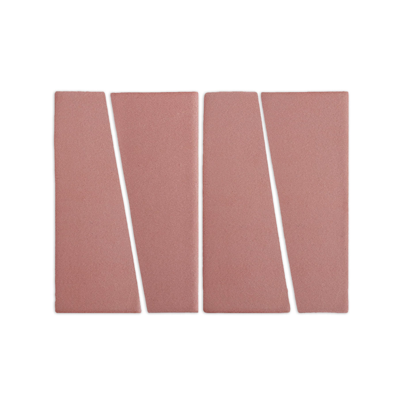 Trumpet Pink granite-look clay tiles from Clay Imports, arranged in an 'M' pattern.