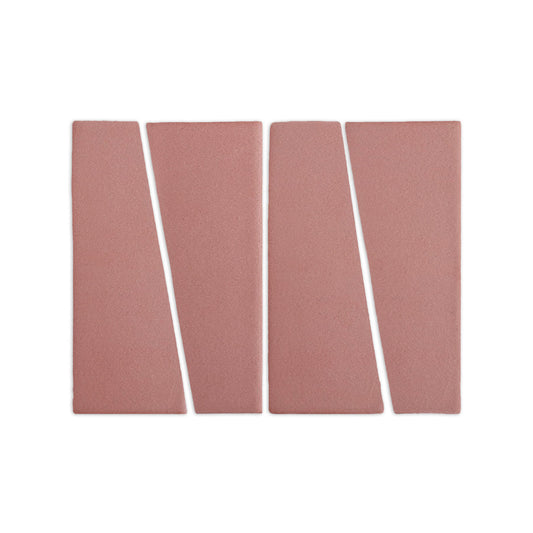Trumpet Pink granite-look clay tiles from Clay Imports, arranged in an 'M' pattern.