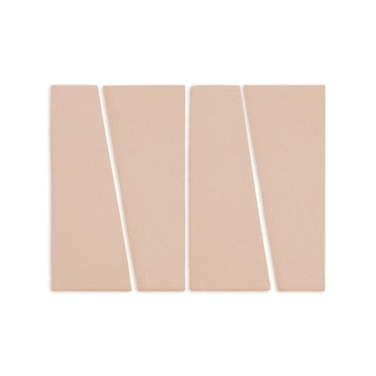 Light beige Trumpet Sand Rattler clay tiles by Clay Imports, arranged geometrically with a textured matte surface.