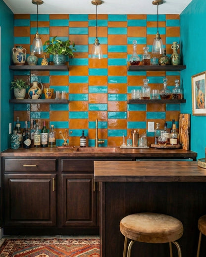 Terra Crackle 3x6 + Turquoise Crackle 2x6