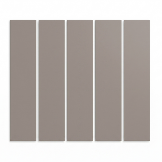 Five muted brown rectangular clay tiles by Clay Imports, arranged vertically.