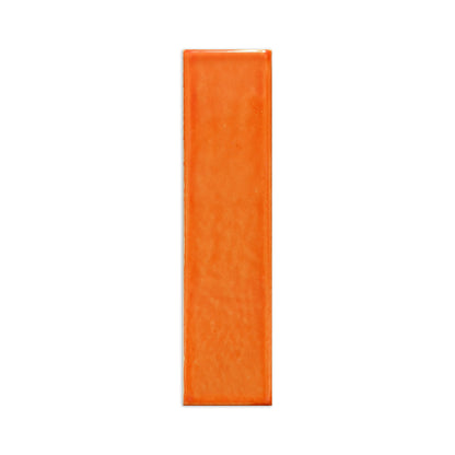 Orange 2x8 clay tile by Clay Imports with a glossy finish and slight texture.