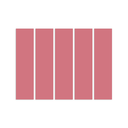 Dusty rose rectangular clay tiles by Clay Imports, arranged vertically with subtle shadows.