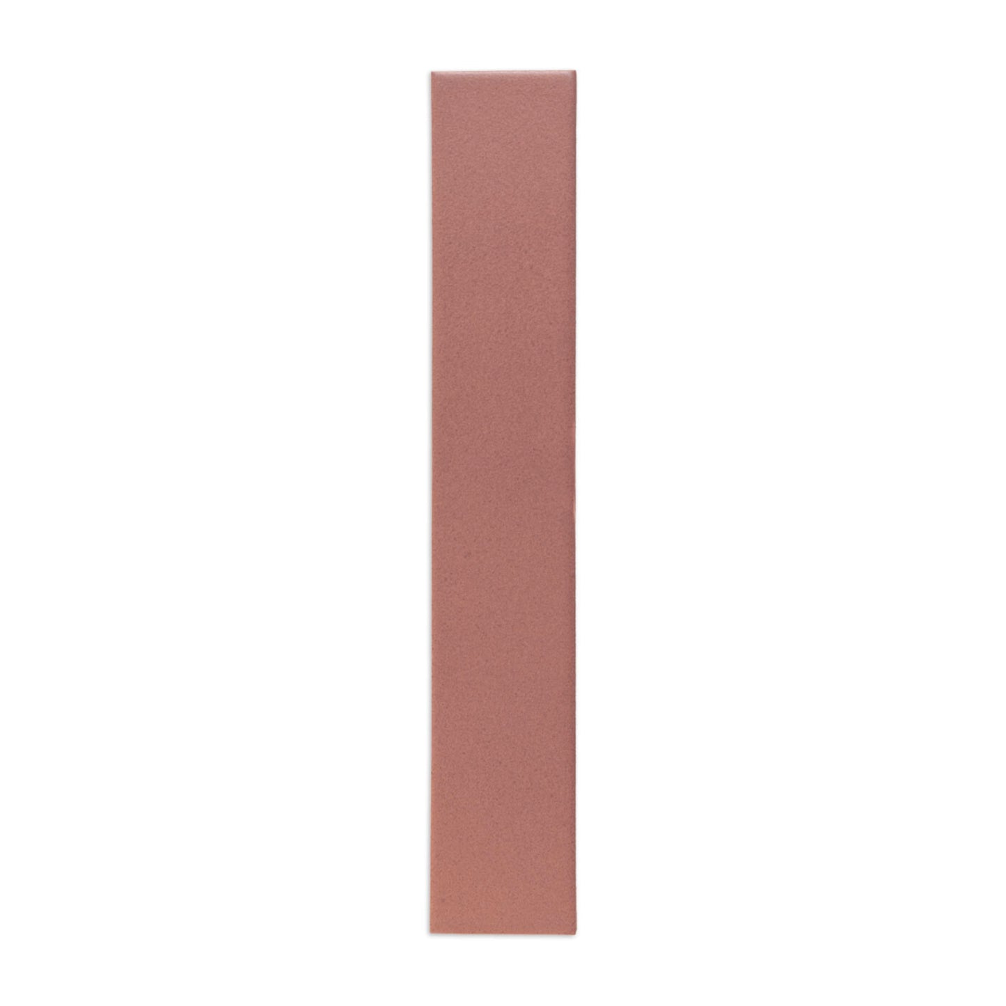 Lava Rock Matte 2x12 sample by Clay Imports, a long rectangular piece in terra cotta color with a matte texture.