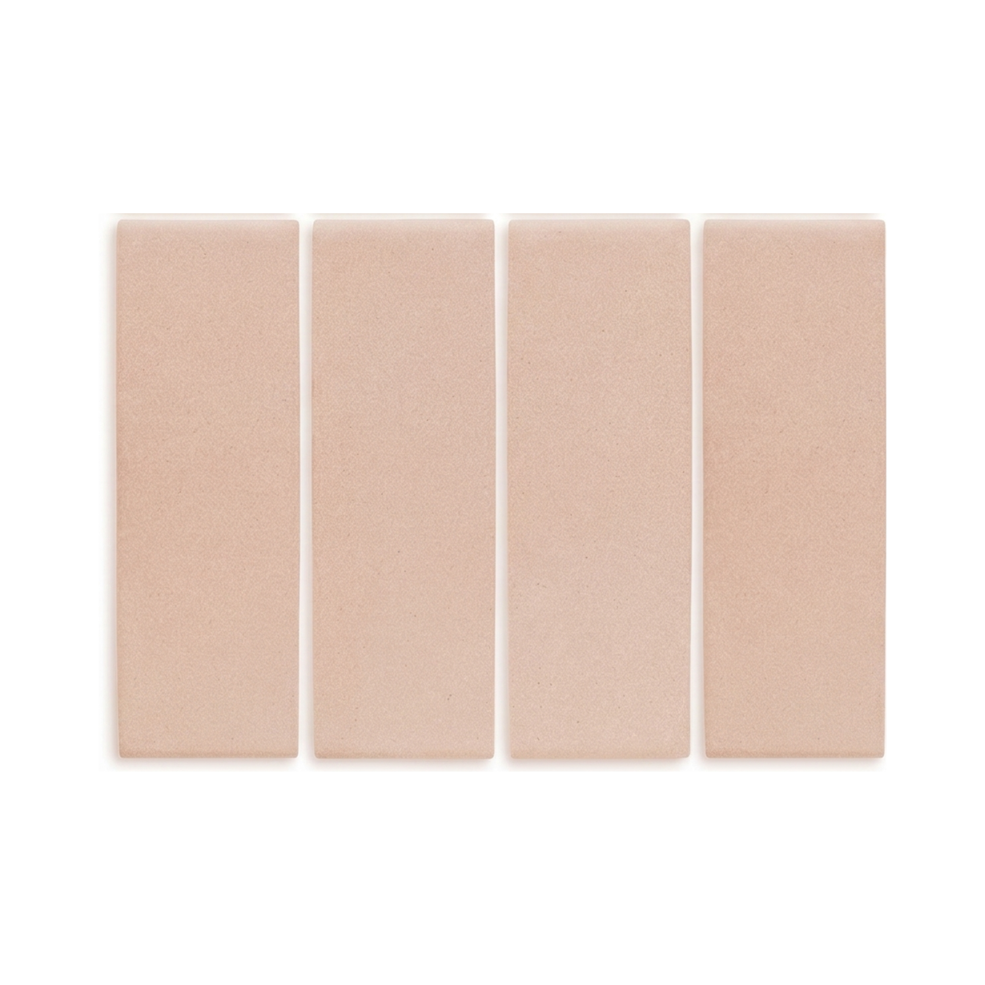 Four rectangular sandy beige clay tiles by Clay Imports, arranged horizontally on a white background with subtle texture.