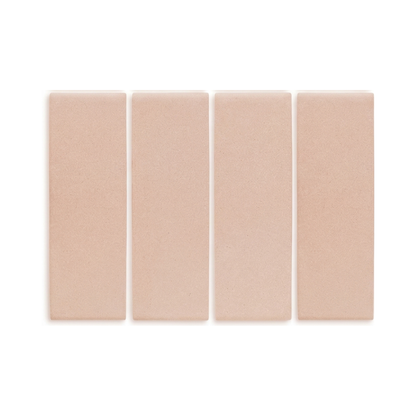 Four rectangular sandy beige clay tiles by Clay Imports, arranged horizontally on a white background with subtle texture.
