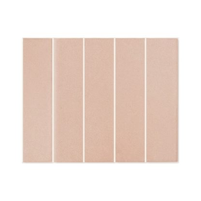 2x8 Sand Rattler clay tiles by Clay Imports, in a light sandy brown with a fine texture, arranged vertically.
