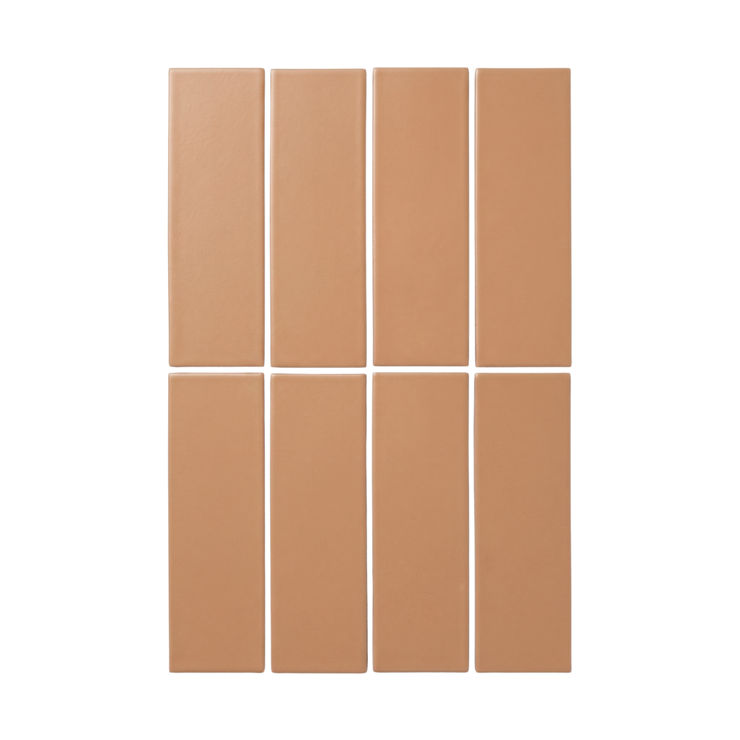Set of six brown rectangular tiles on a white background